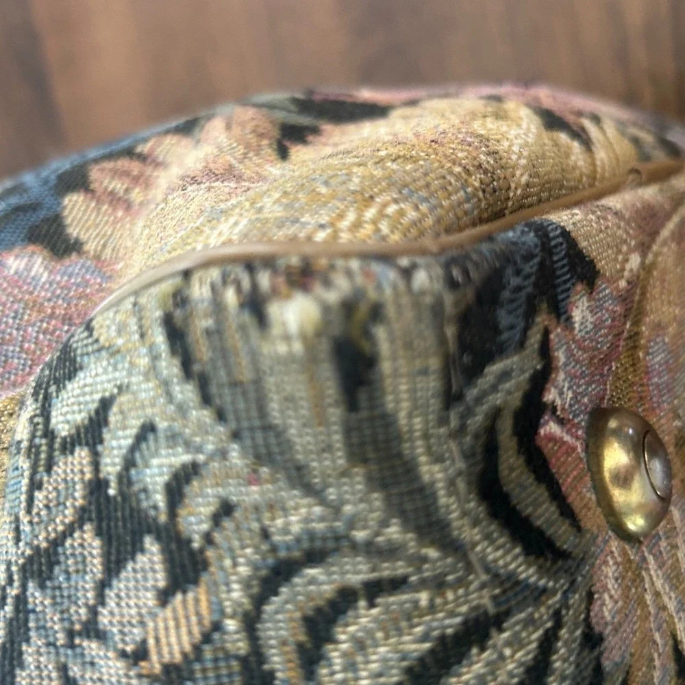 Vintage Boyt USA Duffel Bag Unisex Large Multicolor Tapestry Floral Leather
